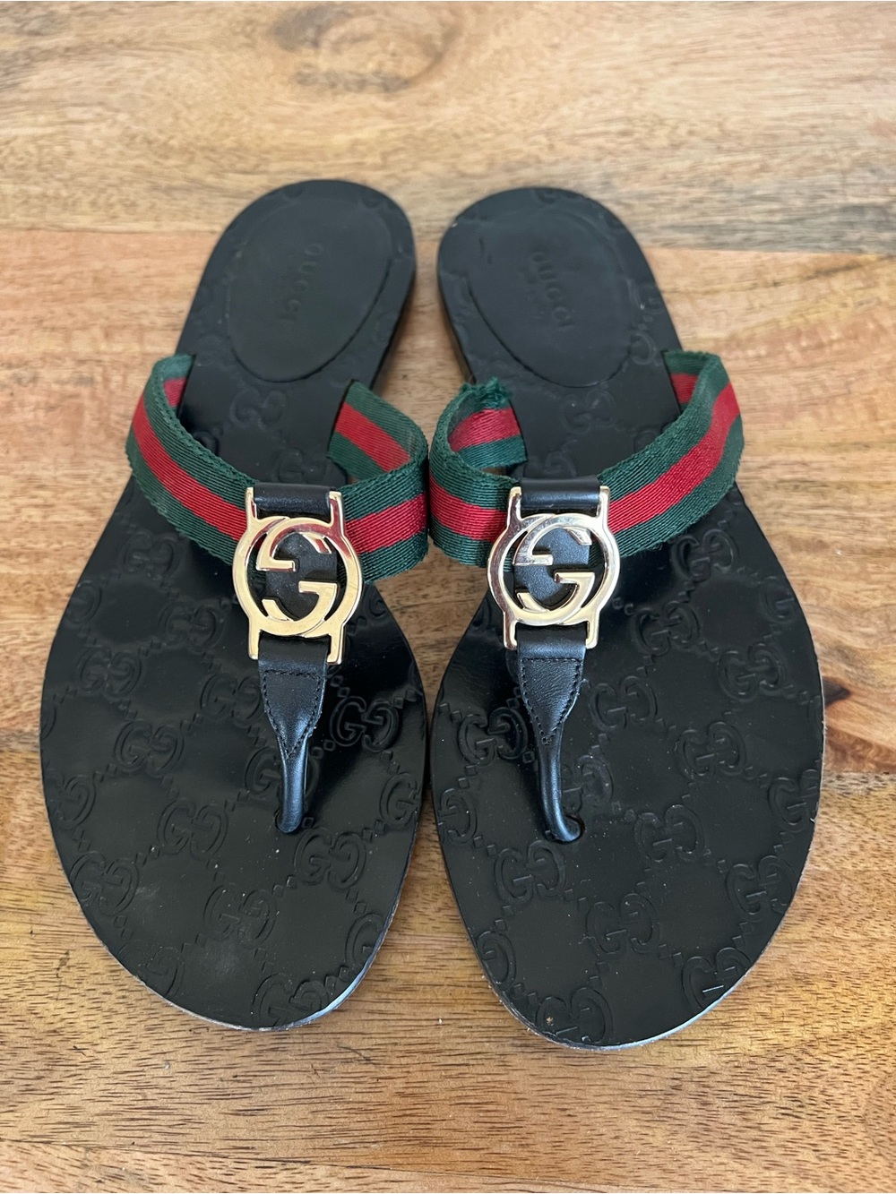 Gucci GG Thong Web Sandals Size 36